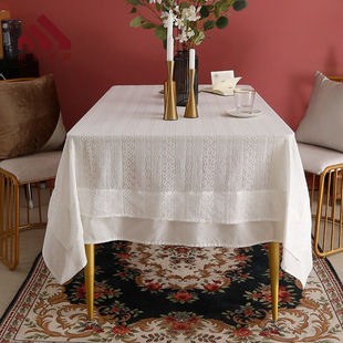 白色蕾丝桌布布艺长方形ins风家用北欧风格小清新奢华法式绣花台