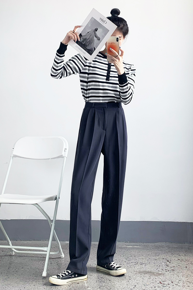 藏蓝色西装裤女