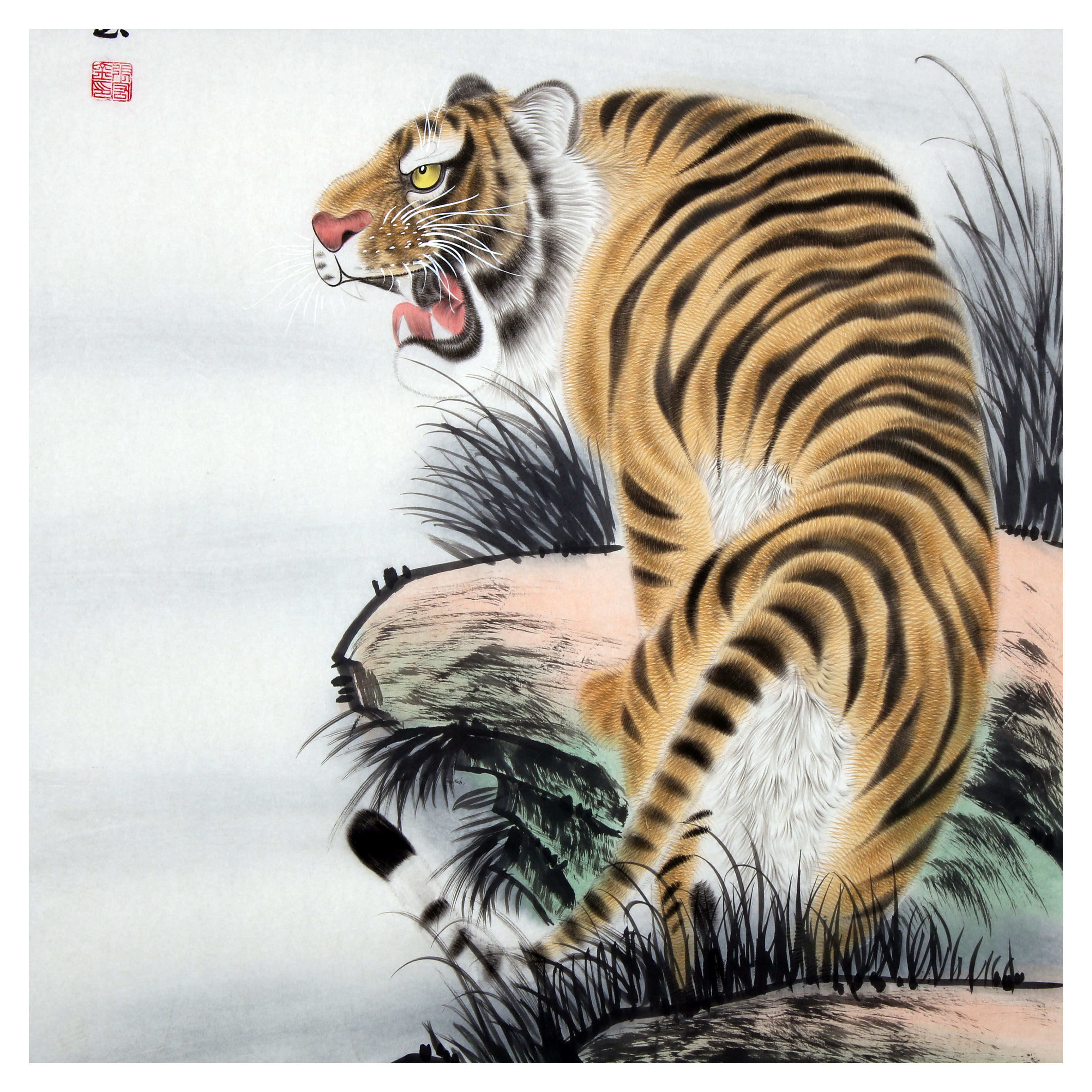 张宏金《虎啸松声远》著名工笔画家