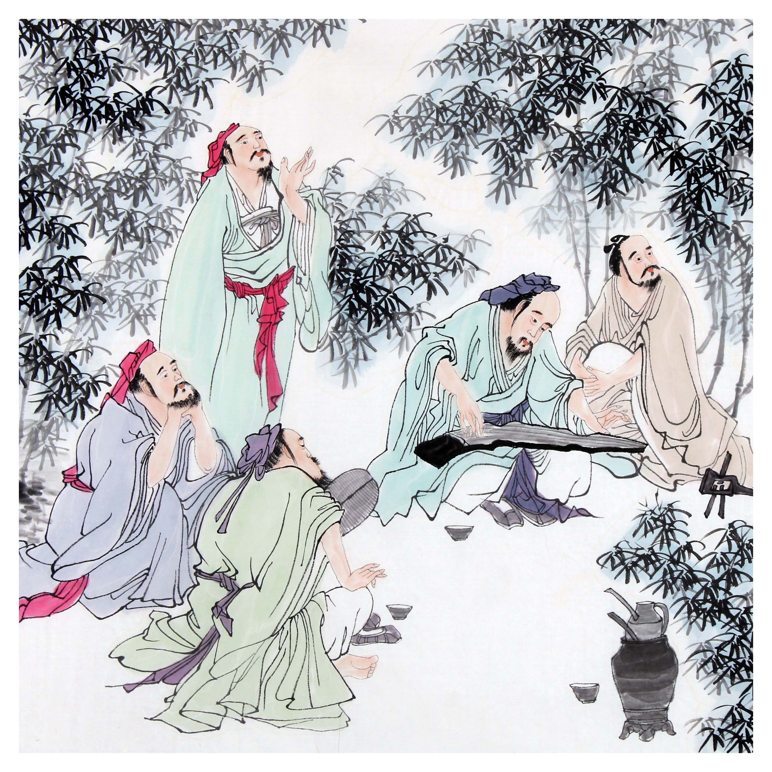 葛康龙《群贤毕至》1.78米横幅 精品古代人物