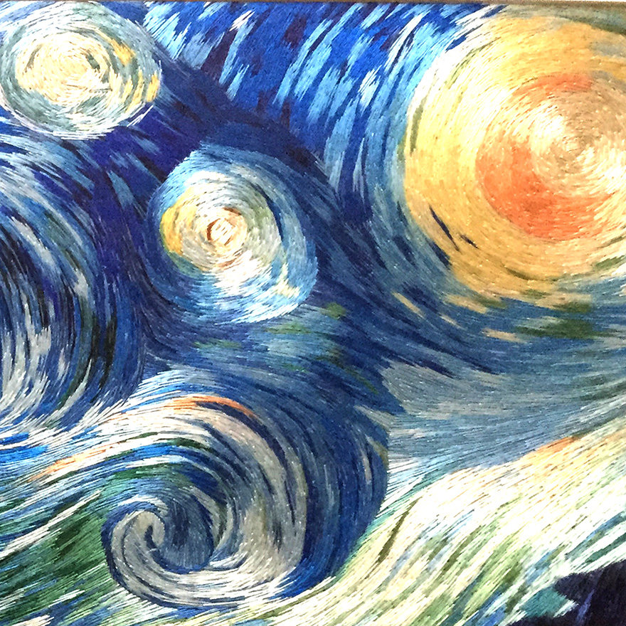 苏绣世家《梵高星空》钱菊凤大师工作室作品