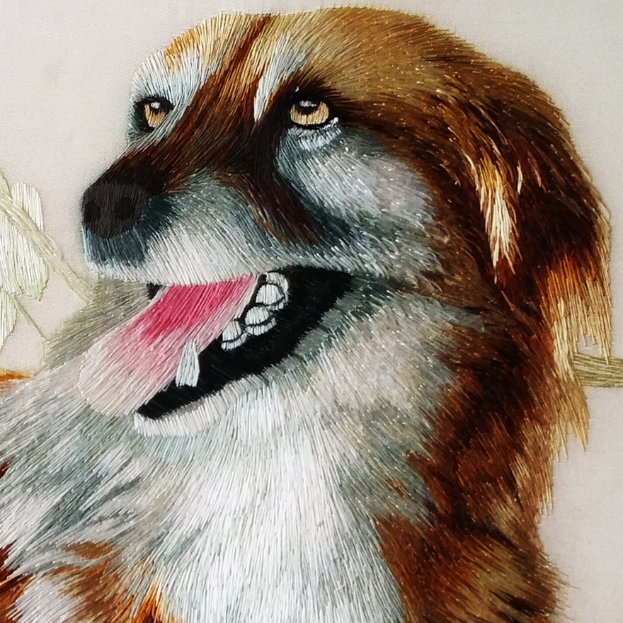 苏绣世家《招财狗》钱菊凤大师工作室作品