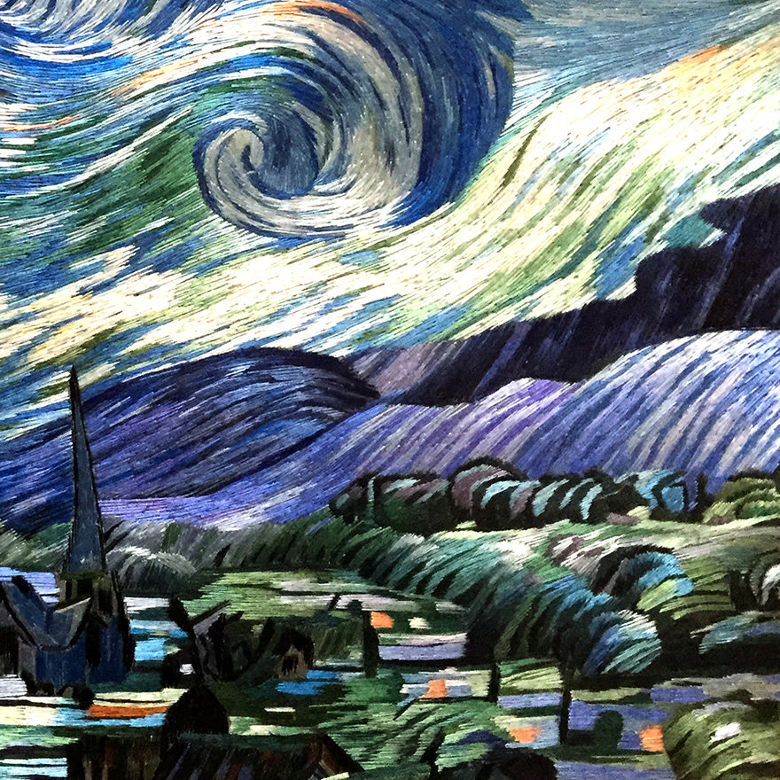 苏绣世家《梵高星空》钱菊凤大师工作室作品