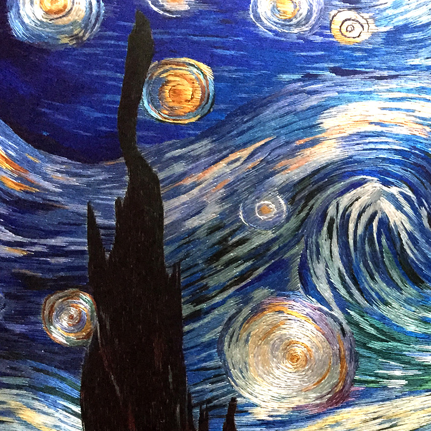 苏绣世家《梵高星空》钱菊凤大师工作室作品