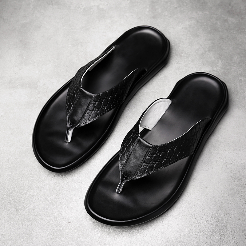 潮牌人字拖男真皮夏季室外皮拖鞋防滑防臭欧洲站外穿拖鞋潮ins