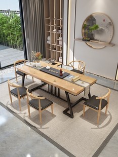新中式实木泡茶桌椅组合简约现代办公室功夫小茶台阳台客厅茶几桌