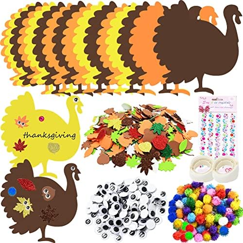 600 PCS Fall Foam Stickers Thanksgiving Turkey Sticker Self