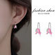 s925银针粉色郁金香耳环女高级感气质设计甜美花朵耳钩精致耳饰