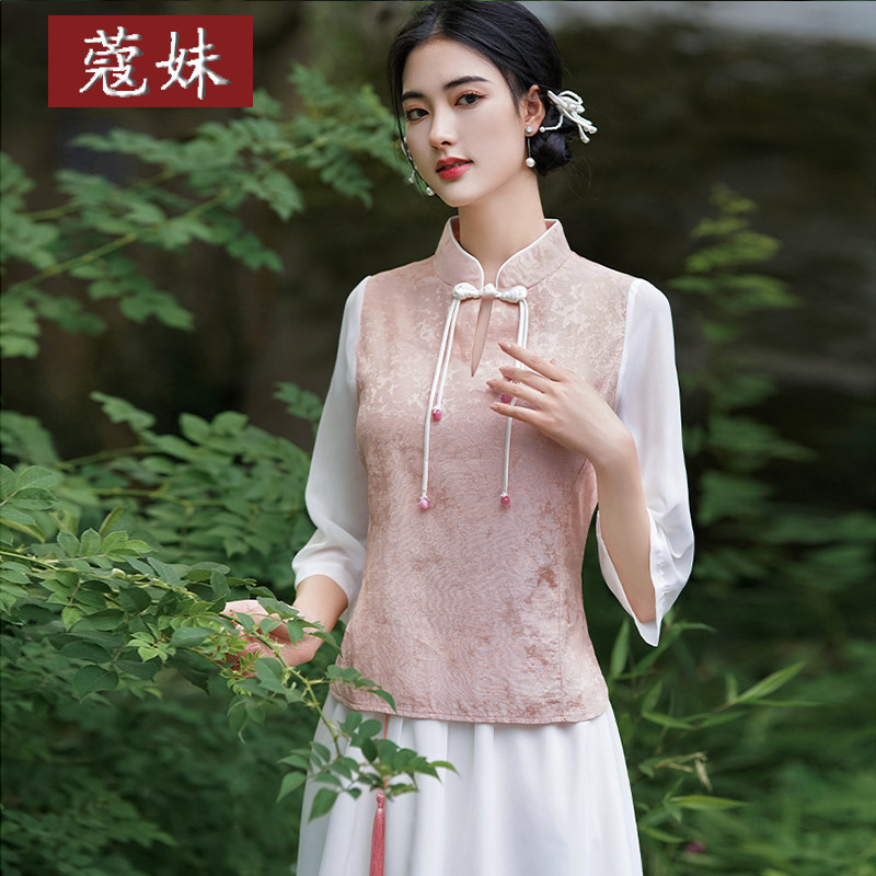 古装女汉服夏天改良版小个子新中式国风盘扣上衣女装套装夏季时尚