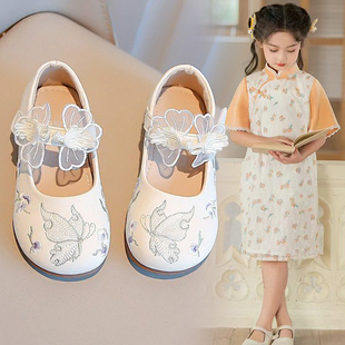 女童新中式小皮鞋2024春夏新款软底儿童汉服鞋中国风公主鞋表演鞋
