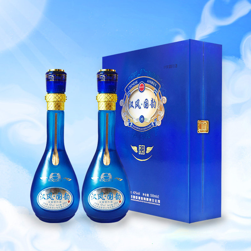 白酒礼盒两瓶装纯粮食浓香型42度汉风国韵酒送礼酒酒水500mlx2瓶