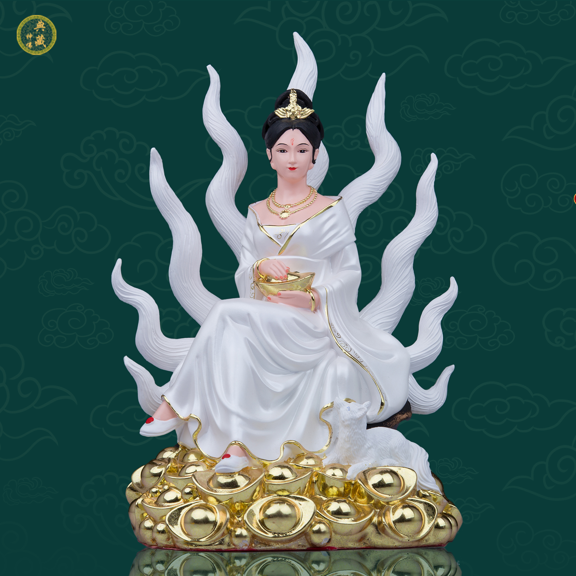 九尾娘娘神像家用树脂佛像九姑娘九公子像白狐像青丘妲己招财摆件