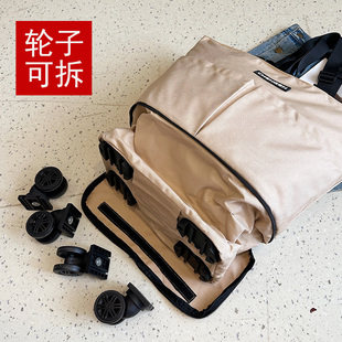 女士短途旅行包轻便时尚大容量折叠旅行袋超市购物袋带轮子行李包
