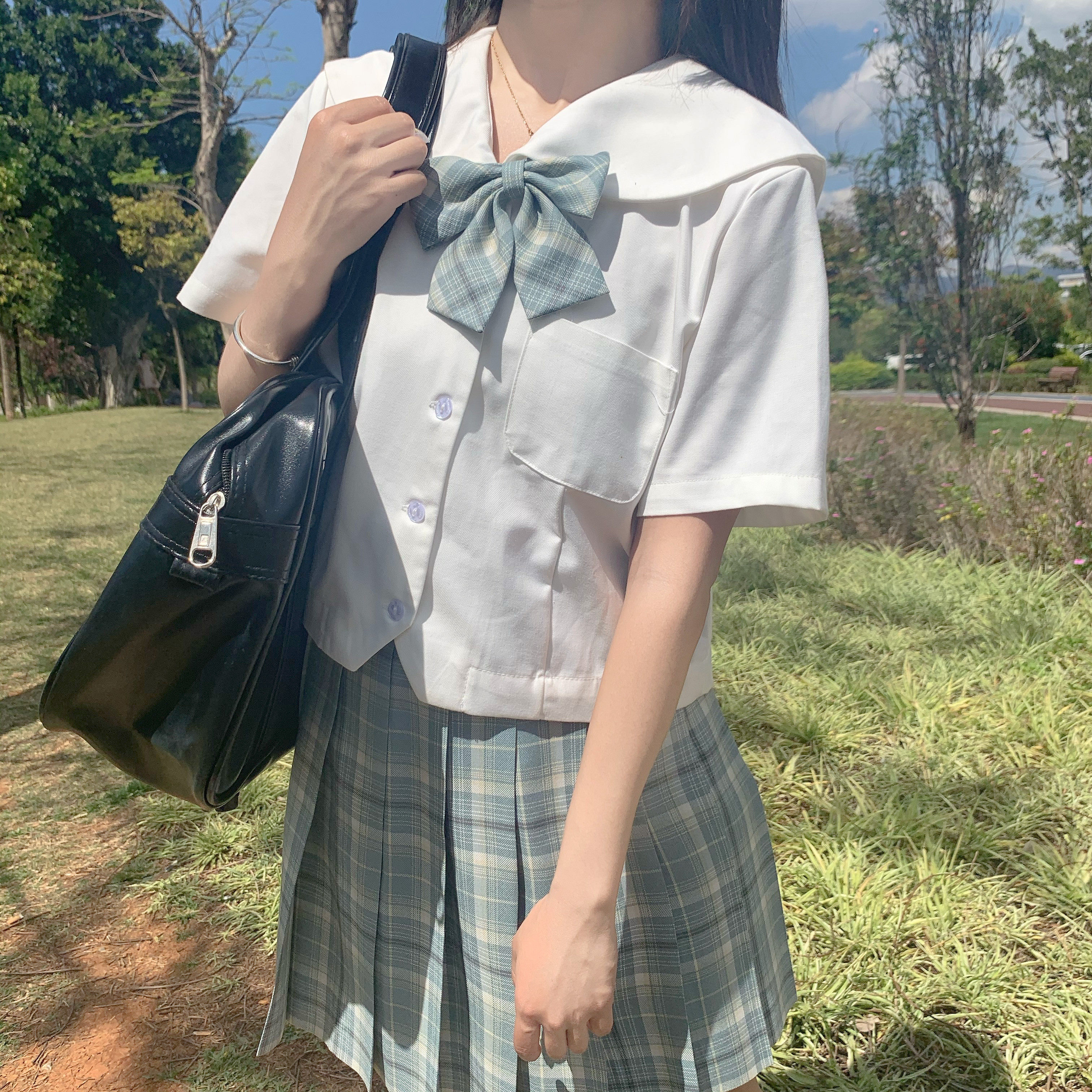 夏季jk基础款札幌襟白无本制服半袖衬衫上衣水手服女学生学院风