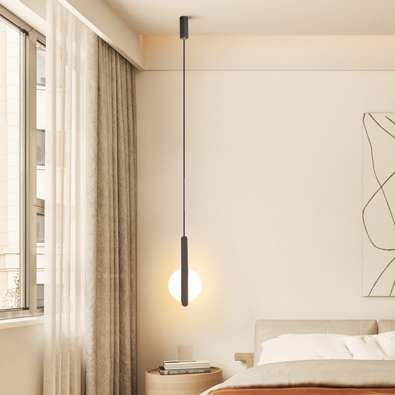 床头吊灯简约小吊灯现代主卧室灯客厅吊线灯创意个性背景氛围灯