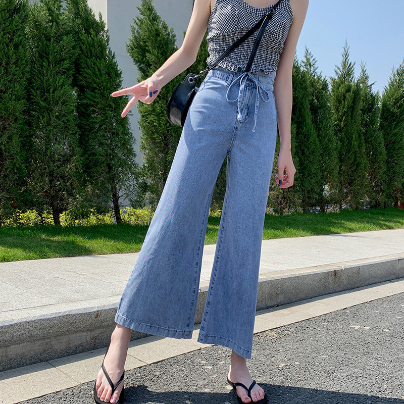 6060#2020夏季新款阔腿牛仔裤女大裤脚直筒休闲裤拖地长裤子薄