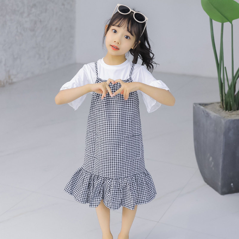 3儿童4女童连衣裙子5夏装套装网红时髦6夏天7洋气8岁小孩女孩衣服