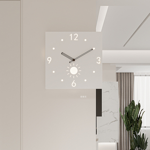 2023新款现代简约客厅挂钟家用转角餐厅装饰钟表双面时钟创意挂表