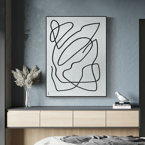 迷离之身 抽象艺术人物线条装饰画现代简约玄关客厅单联巨幅挂画