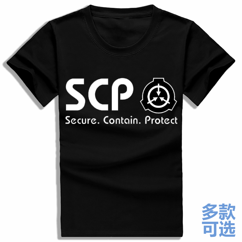 SCP基金会logo标志符号超自然现象生物全纯棉短袖t恤衫半袖上衣服