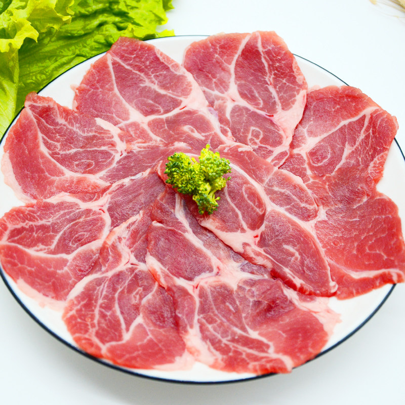 娱大厨 加拿大进口谷饲富硒梅花肉新鲜冷冻猪肉韩式烤肉食材350g