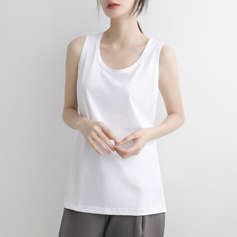 纯棉白色背心女夏宽松外穿韩版吊带无袖t恤上衣夏卫衣内搭打底衫