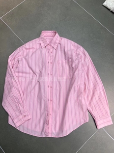欧货bobo1972夏季防晒衬衫宽松显瘦chic减龄上衣粉色休闲条纹衬
