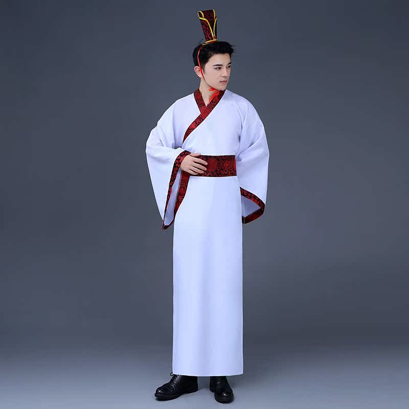 帅气男款影视男士古典中国风汉服男古风剑客白色民族风衣服长袍舞