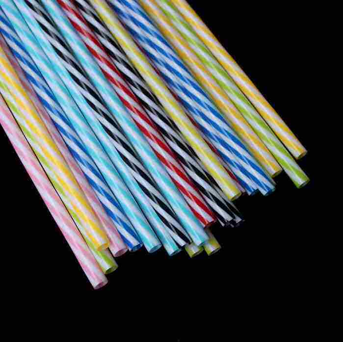 pp加硬加厚塑料吸管耐高温耐热可重复使用彩色条纹梅森杯果汁吸管_不