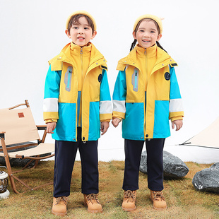 小学生校服秋冬冲锋衣三件套一二年级儿童班服羽绒外套幼儿园园服