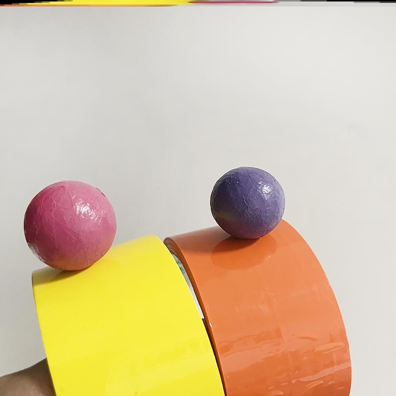 胶带粘球胶带黄色网红沾沾球滚球糖果色滚胶球粘球胶带网红搓黏胶