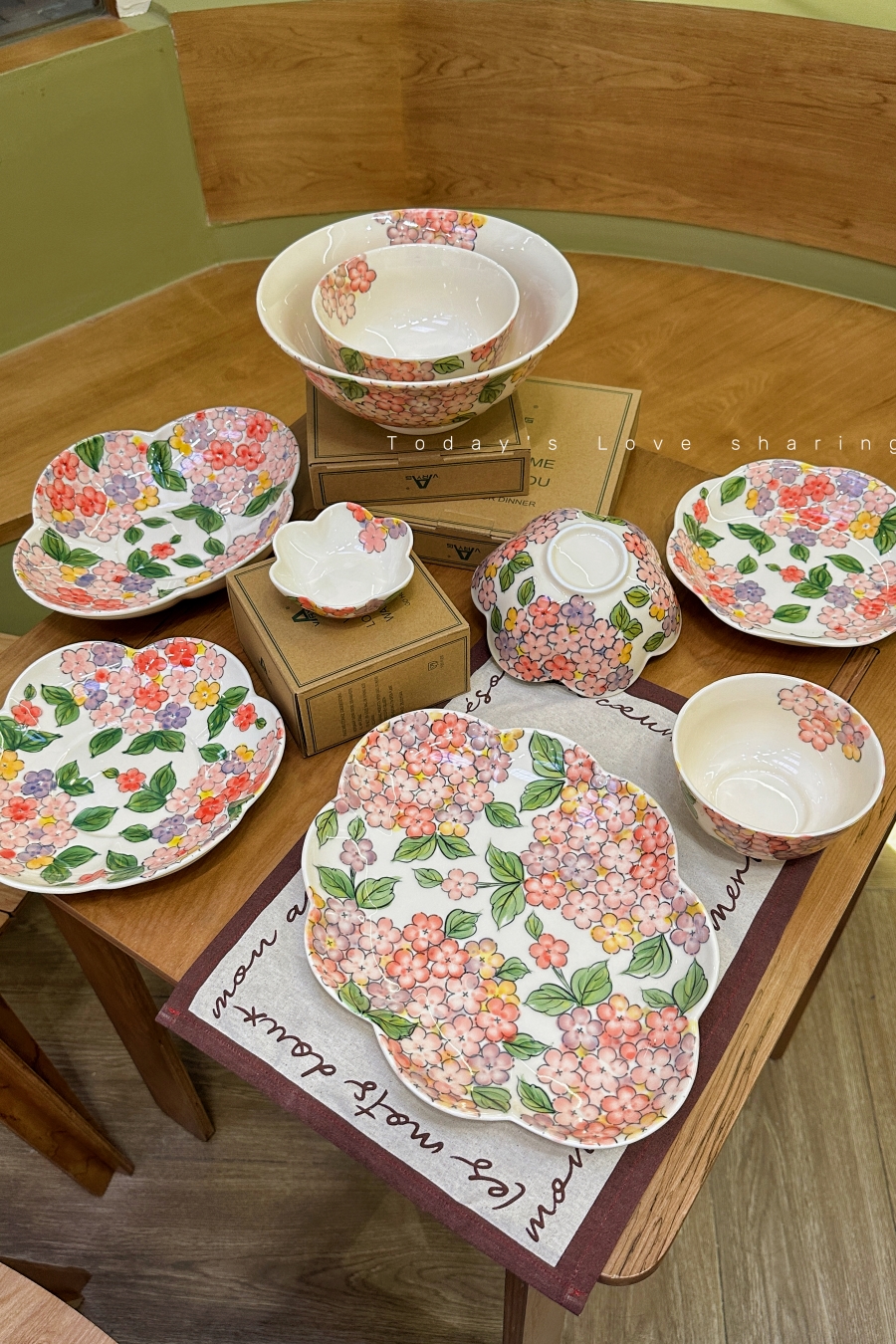 小陶器浪漫绣球花系列餐具家用创意餐盘米饭碗酸奶沙拉菜盘西餐盘