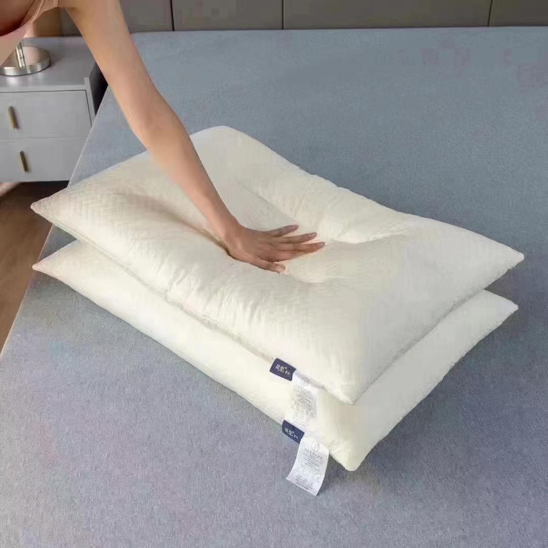 富爱家纺新款羽丝棉白色六方决明子枕头枕芯一对装系列