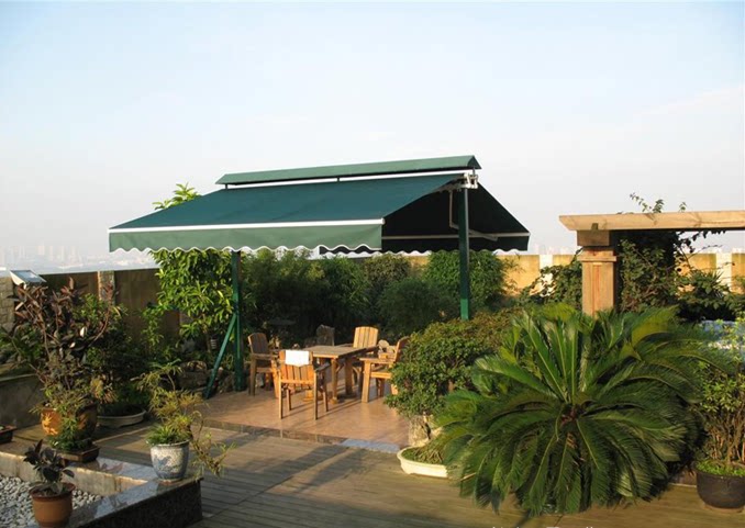 遮阳棚庭院 伸缩式雨棚庭院 防雨蓬 双开手摇遮雨蓬  电动伸缩棚