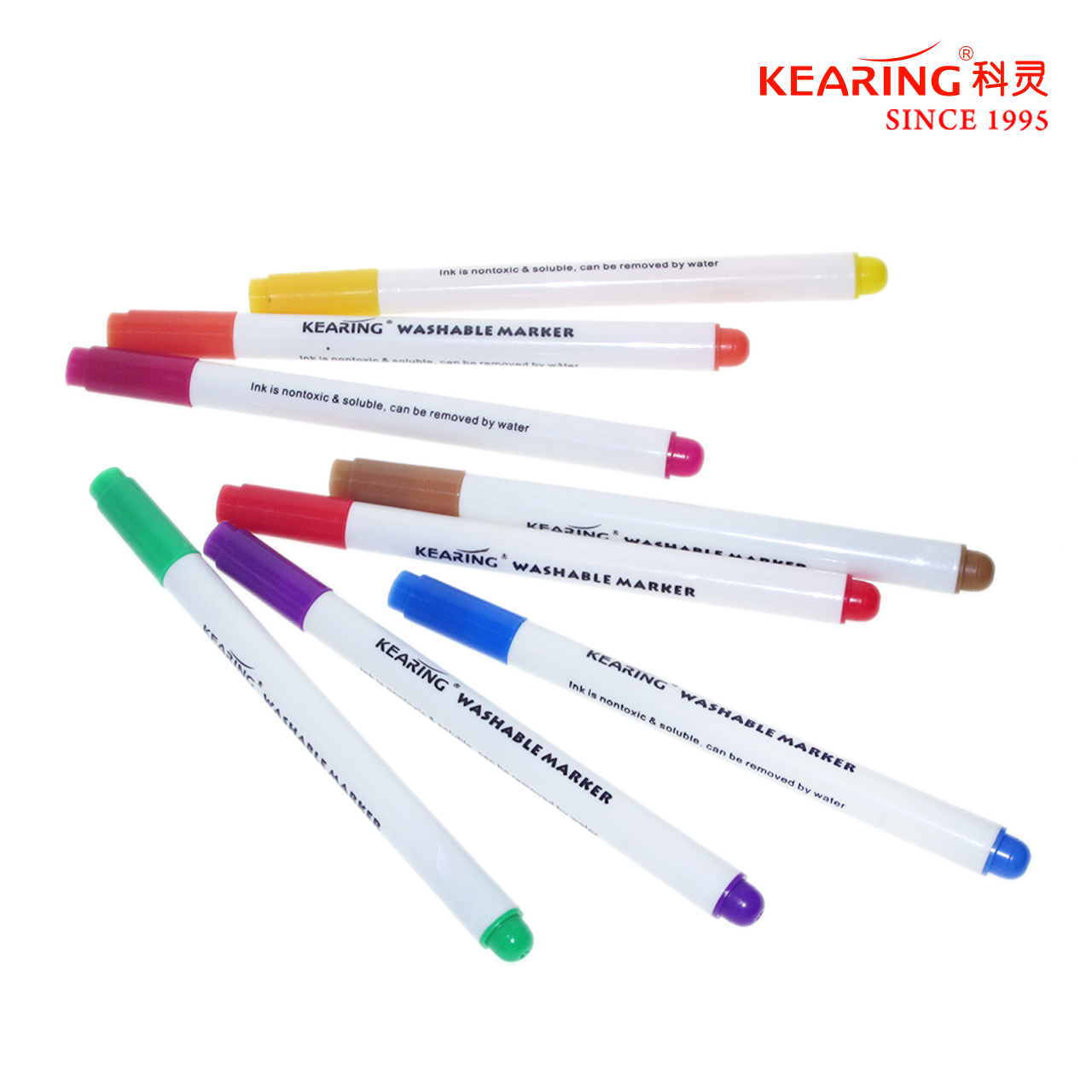 Kearing科灵水洗布艺彩绘笔适用于各种纺织布料服装鞋子等DIY创作临时标记涂鸦笔清水浸泡可洗干净WM20