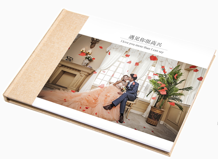 横款12寸棉麻布面照片书婚纱相册定制旅游宝宝情侣聚会纪念册制作
