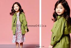 保真2016春款g家韩国高端军绿女童风衣