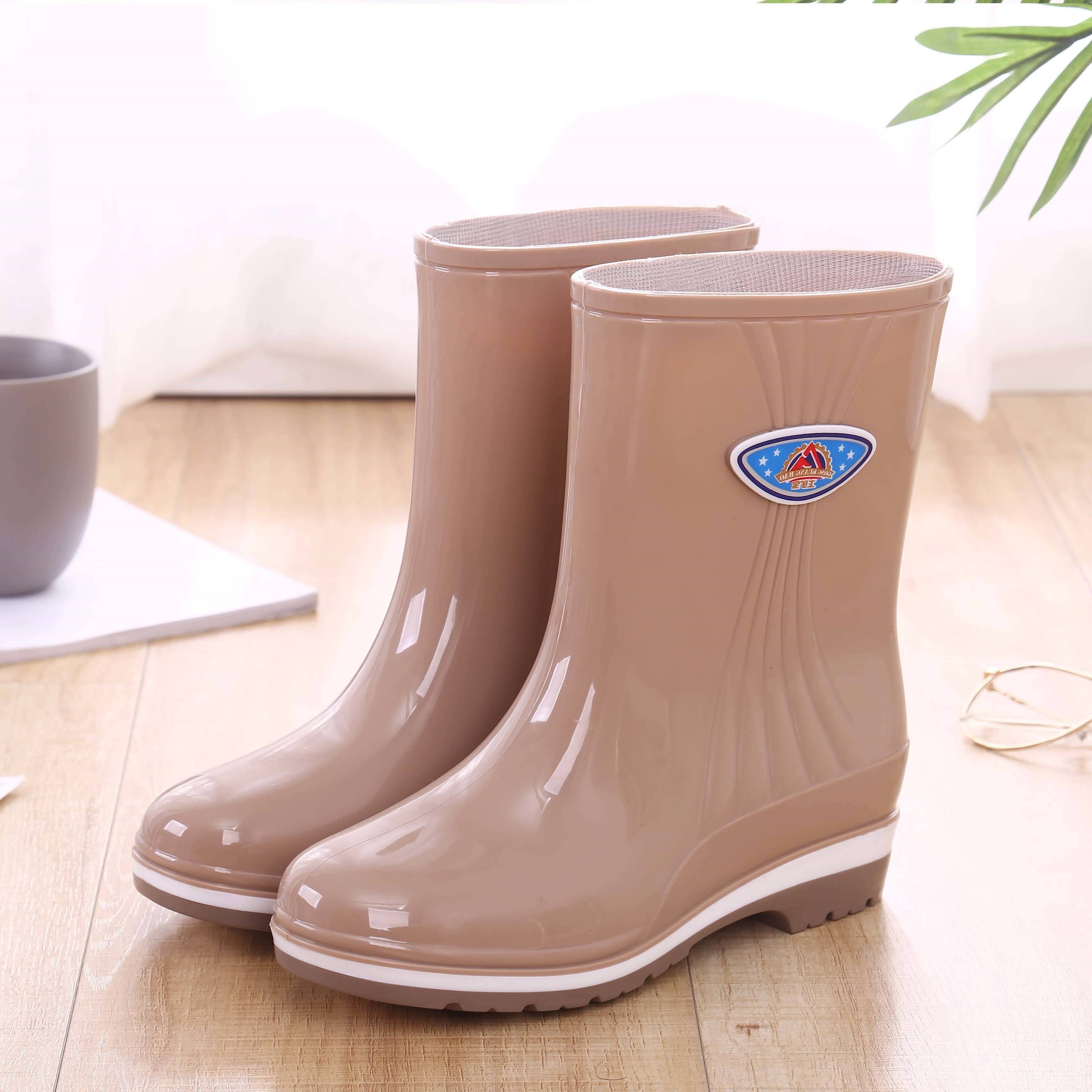 雨鞋女短筒外穿水鞋中筒雨靴高筒牛筋底水靴保暖加绒套鞋元宝胶鞋