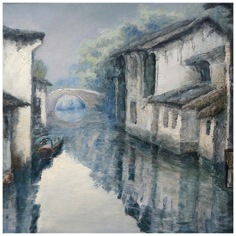 【学院艺术】张平昌《水乡》布面油画