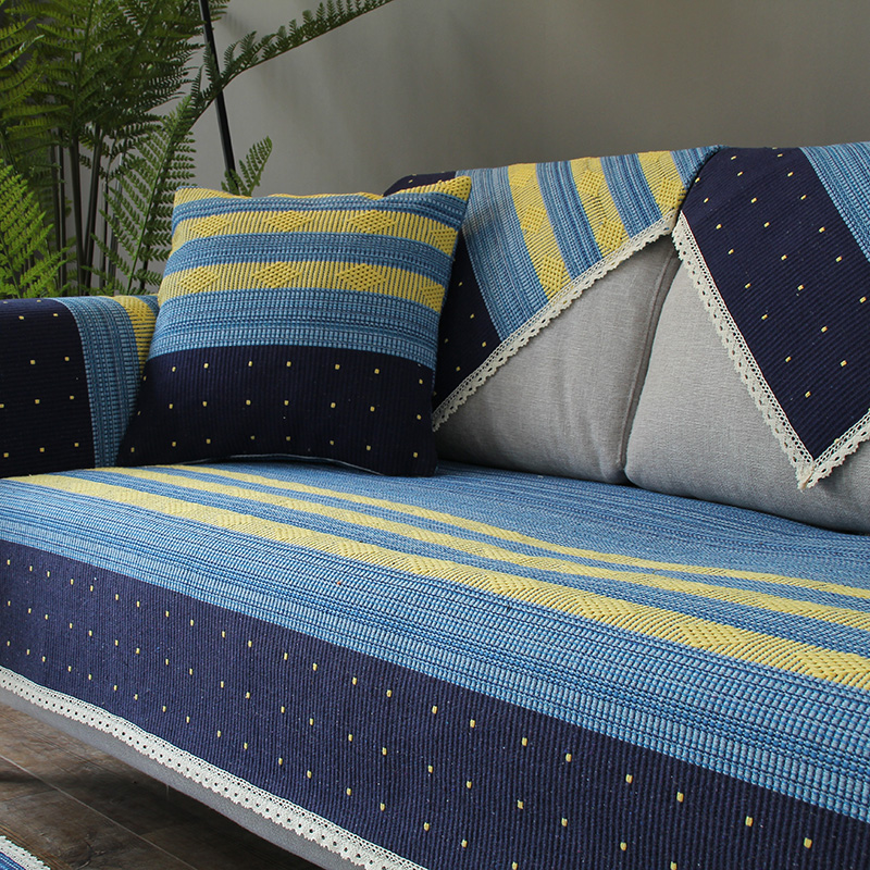 冬季棉麻沙发垫布艺纯色北欧四季通用防滑亚麻坐垫组合沙发巾客厅