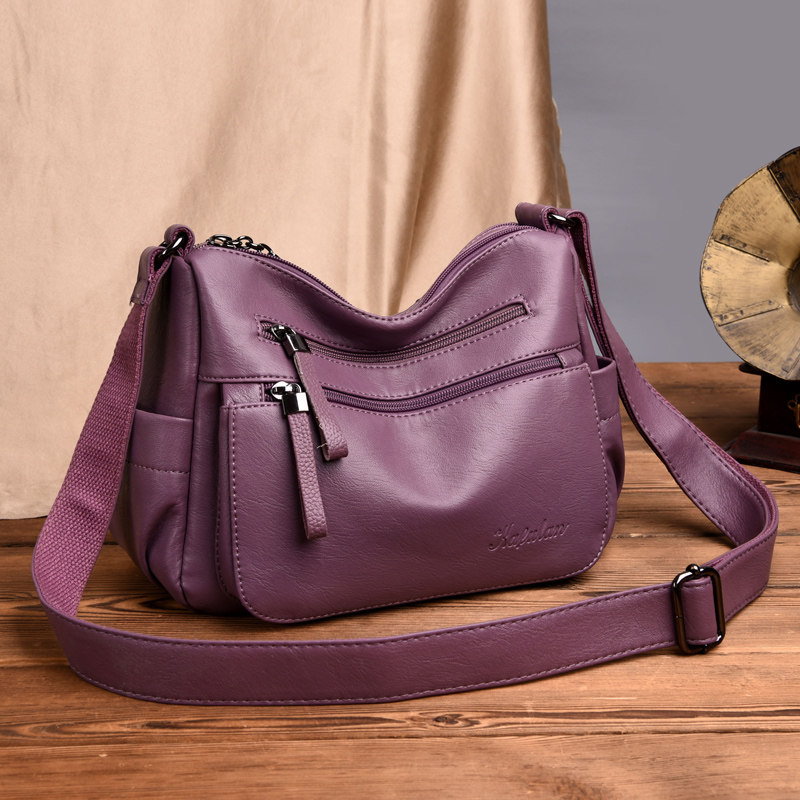 牛皮包包女2019新款潮秋冬女式斜挎包单肩中年女包真皮妈妈包小包