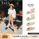 TATA他她休闲运动凉鞋女鞋羊皮法式坡跟凉鞋2025夏季新款7AP05BL5
