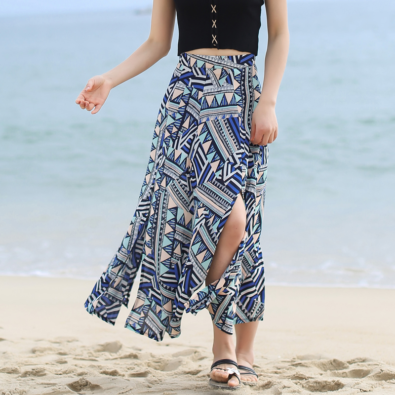 Autumn Narcissus Elegant Geometry printing Chiffon skirt zipper Beach skirt Leisure longuette Versatilein the Women's clothing/Boutique , Skirts category - from Buy2taobao.com to provide professional Taobao agent buy service