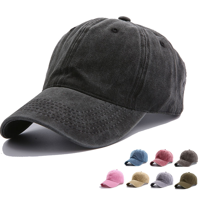 Washed baseball cap, black duckbill cap, sun hat