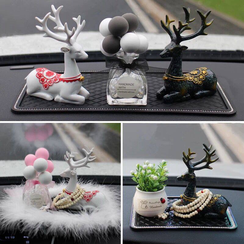 一路平安鹿汽车摆件车内装饰品车载香水座式创意个性车上用品男女