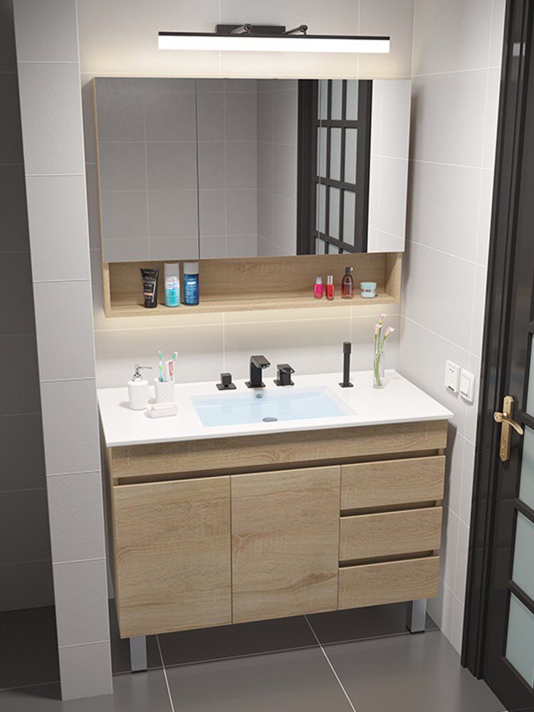 北欧浴室柜洗脸洗手盆柜组合现代简约免漆卫生间洗漱台卫浴落地式