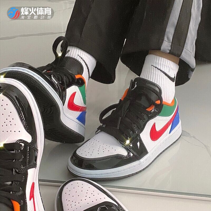 烽火 air jordan 1 low aj1 彩色拼接女款低帮篮球鞋 cz4776-101