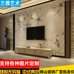 陶瓷砖背景墙砖现代客厅电视机背景墙瓷砖艺术玄关装饰画花说柳语