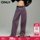 ONLY2024夏季新款时尚休闲腰带满印设计直筒裤牛仔裤女|124132003