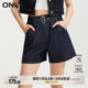 ONLY夏季时尚百搭高腰显瘦A字短裤牛仔裤女|124243020